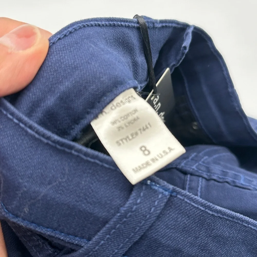 a.n. designs Womens Navy Blue Straight Leg‎ Stretch Pants Size 8 Style 7441 NWT